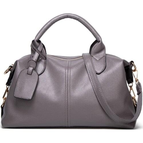 Women Natural PU Leather Handbag Vintage Designe Handbag Fashion Shoulder Bag Ladies Casual Tote Bag