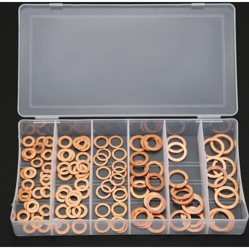 110Pcs Copper Washer Flat Fixing Sealing Gasket Fasteners Assortment Kit For Automobiles Pump