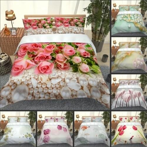 2-3pcs/set 3D Red Rose Bedding Set For Wedding 200x200cm Polyester Duvet Cover + Pillow Cases Gift For Friends Family No Filling