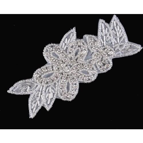 30pcs/lot) 13CM Fashion Clear Bling Flower Rhinestone Applique Patch Manual Flatback Crystal Button For Shoes/Garment/Hair