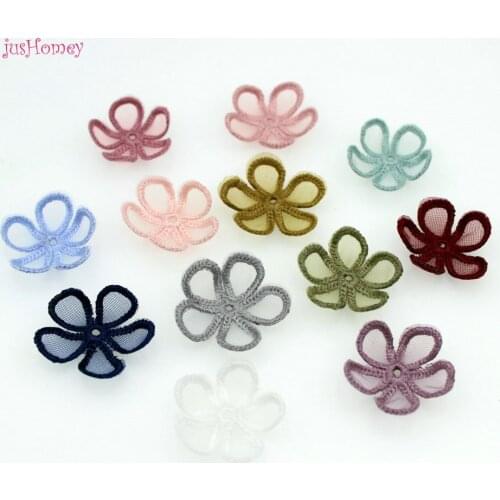 40PCS/lot Mix Embroidery Lace Mini Five petals Appliques Fixed Petal 35mm/25mm Translucent for Party Decor,Garment Embellishment