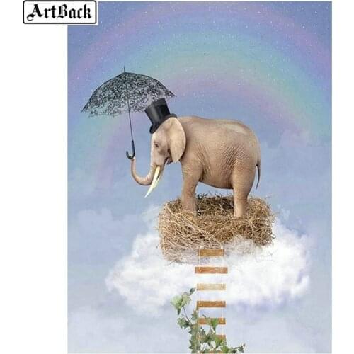5d diy diamond painting elephant rainbow animal full square / round drill diamond embroidery 3D diamond mosaic wolf dog