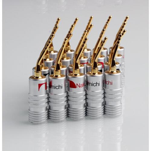 8PCS 2mm Banana Plug Nakamichi Gold Plated Speaker Cable Pin Angel Wire Screws Lock Connector For Musical HiFi Audio