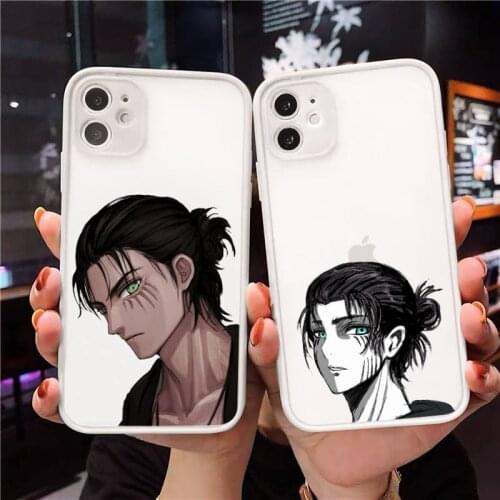 Anime Japanese Allen Attack On Titan Phone Case For iPhone 12 11 Mini Pro XR XS Max 7 8 Plus X Matte transparent White Cover