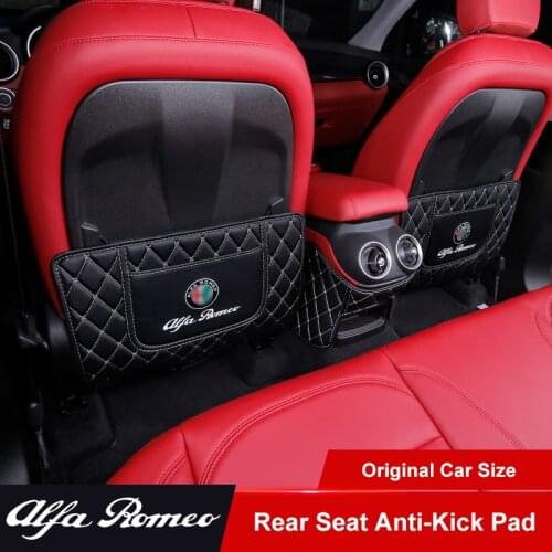 QHCP Car Armrest Cover Kick Pads Back Seat Protection Mats Case Microfiber Leather Children Anti-Kick Pad For Alfa Romeo Stelvio