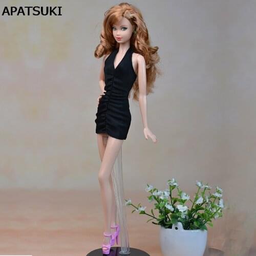 Black Little Dress For Barbie Doll One Piece Evening Dresses Vestidoes Clothes For Barbie Dollhouse For 1/6 BJD Doll Accessories