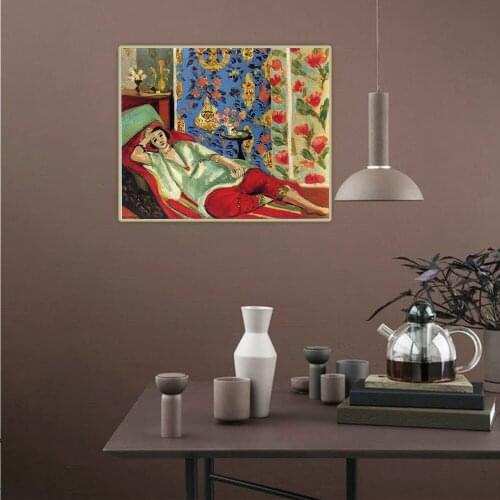 Citon Henri Matisse《Odalisque in red trousers》Canvas Art Oil Painting Artwork Poster Picture Wall Decor Backdrop Home Decoration
