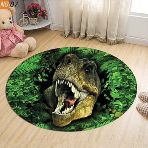 3D Dinosaur Round Carpet Bedroom Childrens Room Living Room Carpet Living Room Chair Cushion Floor Heating Mat Child Door Mat