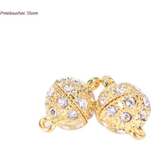 JETTINGBUY 1 Piece Jewelry Beads Retail New Plated Rhinestone Ball Magnetic Clasps 10*15mm Jewelry Findings & Components