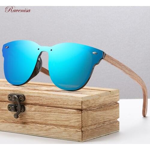 RAVENISA 2020 Fashion Men Sun Glasses With Mono Polarized Coating Lenses Women Wooden Sunglases Ladies Adult Goggle