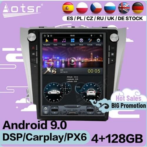 4+128G Tesla Screen Multimedia Stereo Android Player For Toyota Camry 2012 2013 2014 2015 2016 Radio Receiver Video Head Unit