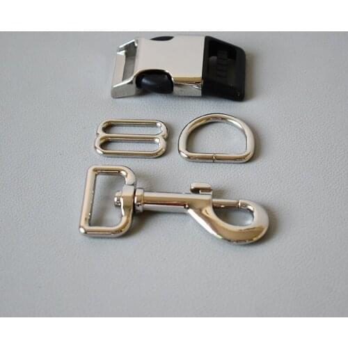 100 set 8 button 4 times Metal release buckles D rings sliders for cat dog collar adjustable buckles DIY sewing accessories