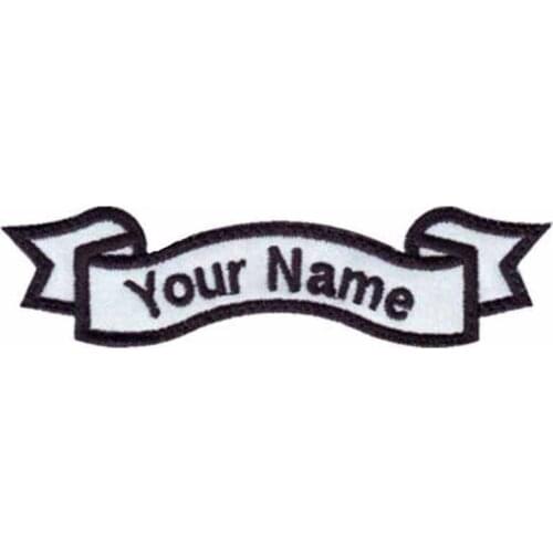 Custom name 5" wide*1.5" high black patch ribbon applique iron on and sew on patches