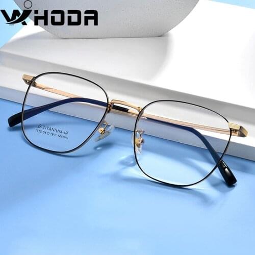 11 g) Retro Pure β Titanium Glasses Frame, Unisex Square Ultralight Eyeglasses Frames Myopia Prescription Optical Glasses F1915