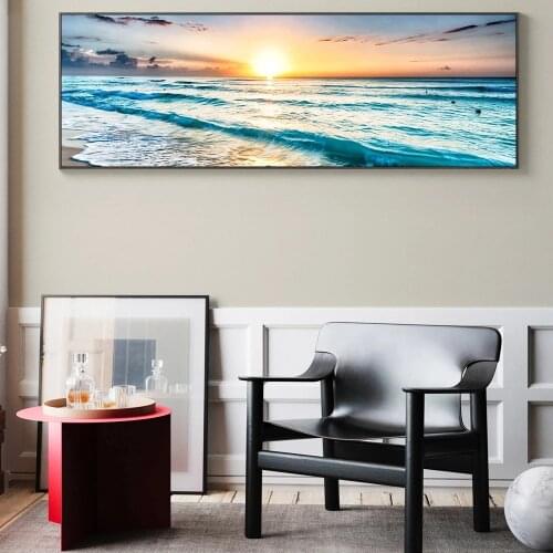 Sunset Beach Seascape Posters And Prints Nature Scenery Art Canvas Paintings On the Wall Art Pictures For Bed Room Wall Decor