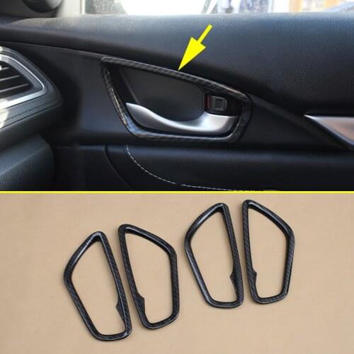 Fit For Honda Civic Sedan 10th Interior Door Handle Cover Trim Molding 2016 2017 2018 2019 Accessories Carbon Fiber