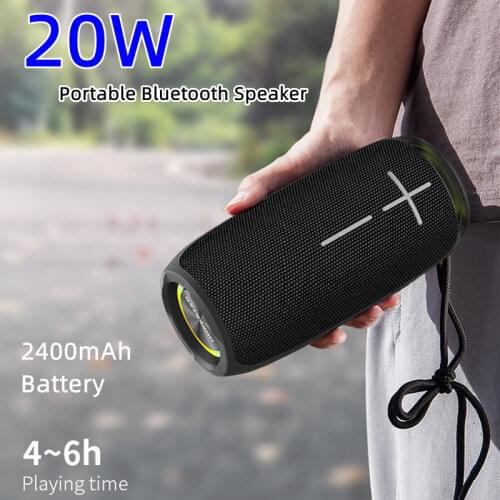 20W Portable Sound Column Wireless Bluetooth Speaker Outdoor Waterproof Subwoofer 3D Stereo Surround Music Center Boombox for PC