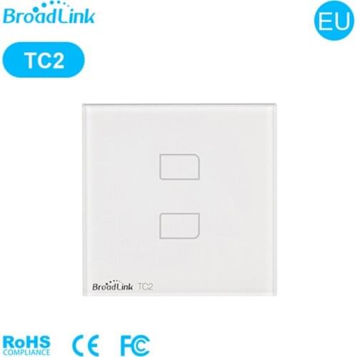 Broadlink EU Standard TC2 Wireless 2 Gang Remote Control Wifi Wall Light Touch Screen Switch 110V-240V IOS Android Smart Home