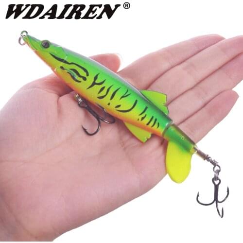 WDAIREN 13cm 16g With Propeller Topwater Fishing Lure Artificial Bait Hard Plopper Soft Rotating Tail Fishing Tackle Geer