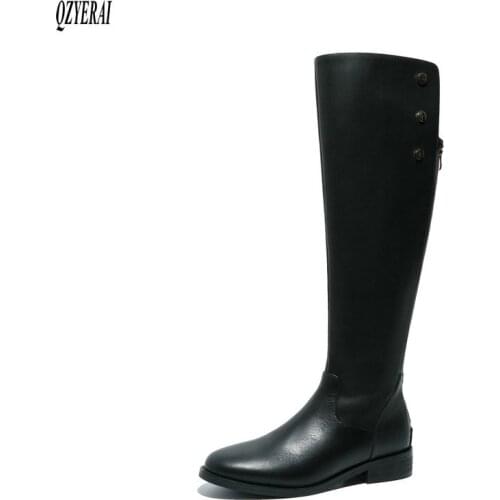 New winter natural Genuine leather Knee high boots women boots Motorcycle boots Fur one 100% cowhide Female boots snow boots