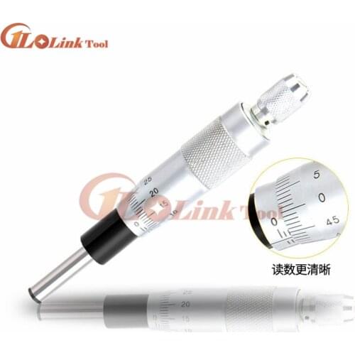 Silver Flat Needle Round Type Micrometer head 0-25 mm 0.01 mm With Knurled Adjustment Knob Micrometer Head Measurement Tool