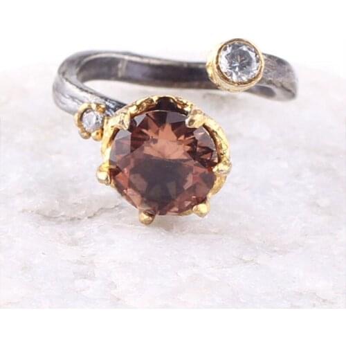 Women Sultanite Silver Ring, Handmade Rose Motife 925 Silver Gold Plated Color Changing Sultanite Ring, Handmade Sultanite Women