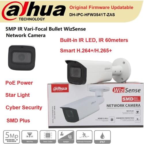 Dahua IP Camera 5MP IPC-HFW3541T-ZAS IR Vari-focal Bullet WizSense Network Camera PoE Power Buit-in Mic/Speaker SMD Plus Origin