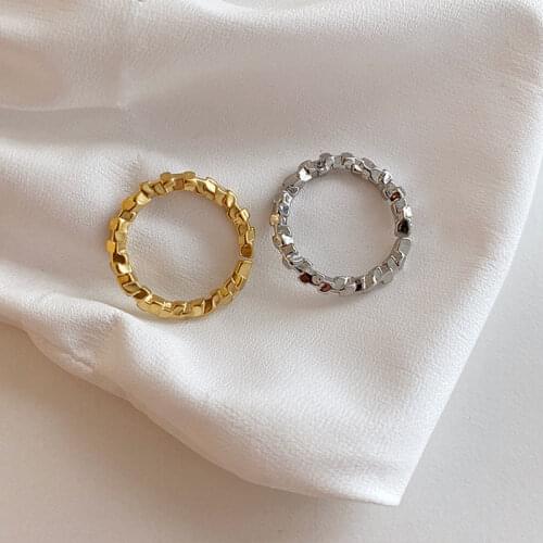 SRCOI Trendy Geometric Matte Irregular Bump Metal Texture Ring Simple Temperament Open Ring Women Party Jewelry Accessories