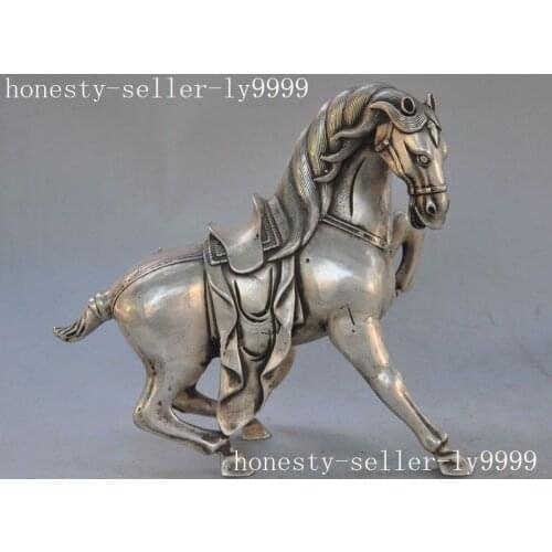 Crafts statue fengshui tibet silver animal zodiac run horse steed success lucky statue