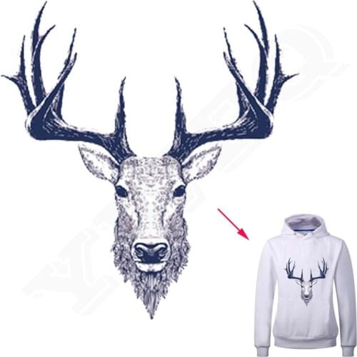 Two Size Deer Iron On Patches 23*24 / 7*7 cm Ironing Stickers For Clothing DIY Accessory Decoration A-level Washable Appliques