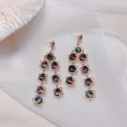 Vintage Baroque Crystal Long Earrings 2021 New Party Jewelry Personality Shinning Wholesale