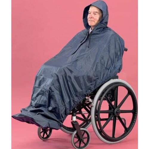 Q0KF Reflective Strip Waterproof Rain Poncho for Wheelchair Mobility Old Scooter Large Wind Proof Cape Raincoat Cloak with Hood