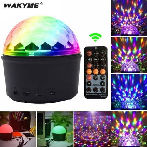 WAKYME 9 color USB LED Disco Stage Light Portable Bluetooth Speaker Sound Activated Rotating Home Party Light for Bar Club KTV