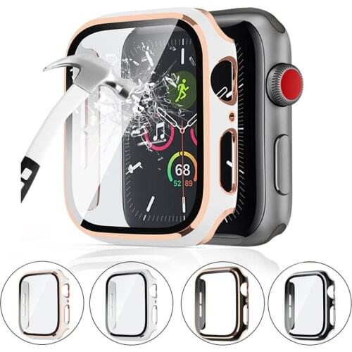 Tempered Glass+Bumper For Apple Watch Case 6 5 SE 44mm 40mm HD Screen Protector+Cover iWatch series 3 4 6 42mm 38mm Accessories