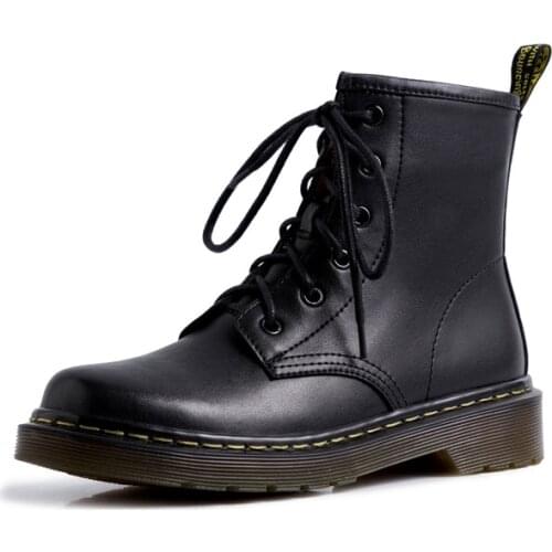 2020 High quality Genuine Leather Women Boots Dr Riding Boots shoes High Top Motorcycle Autumn Winter shoes Women snow Boots