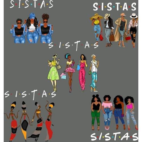 Women Sisiter Iron-on Transfers For Clothing Diy Patches For Clothing Sticker T-Shirt Dresss Applique Washable Badges