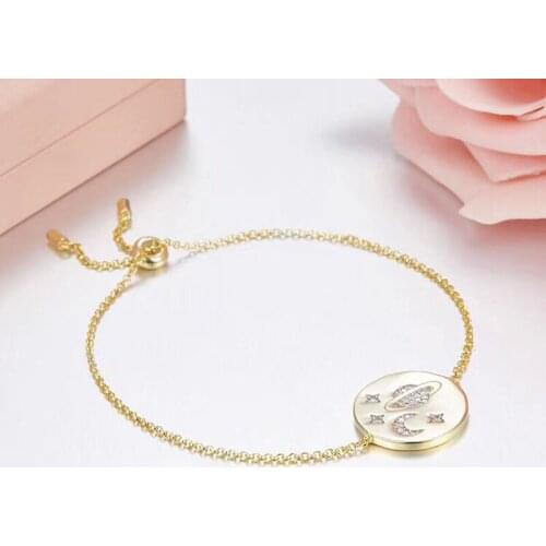 SLJELY Brand Design 925 Sterling Silver Jewelry Galaxy Star Bracelet Micro AAA Zircon CZ Women Gold color Fine Space Style