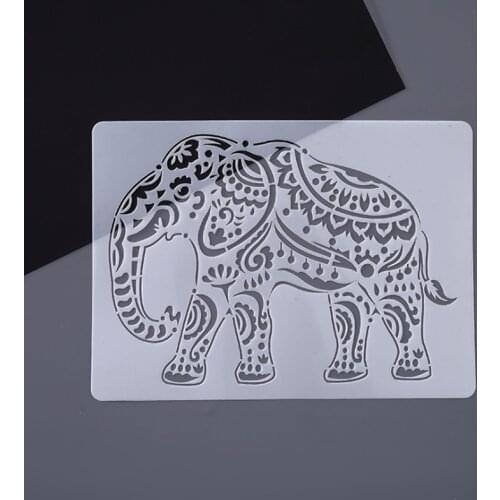 1pc Elephant Stencils Painting Template DIY Scrapbooking Coloring Diary Photo Album Decorative Office School Supplies Reusable