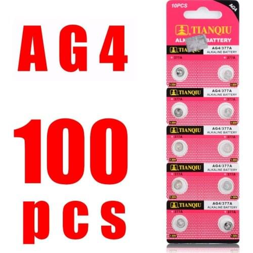 YCDC 100pcs AG4 GA4 SR626 376 377 D377 LR626 LR66 SR66 Button Cell Coin Battery 1.55V Alkaline Batteries Single Use for Watch
