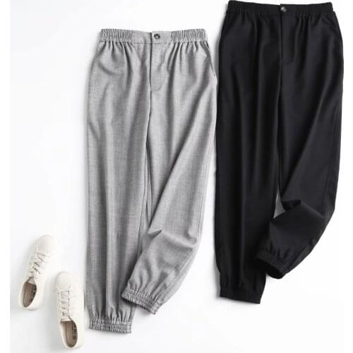 Dave&Di 2021 England Fashion Solid Simple Elastic Waist Harem Pants Women Pantalones Mujer Pantalon Femme Jogger Trousers Women