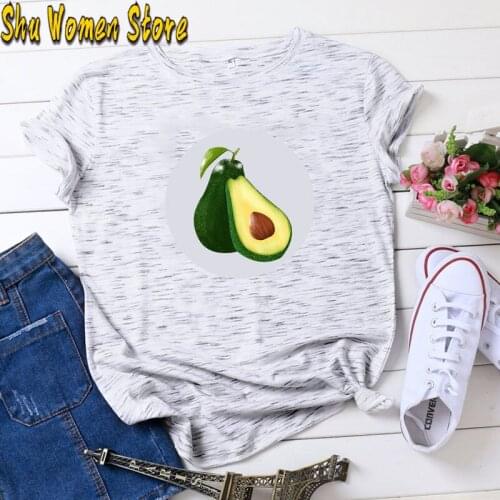 2021 new Women T-shirt Cotton Plus Size Short Sleeve Avocado Printing T Shirt Female Vintage Tshirt O-Neck harajuku Tops Tees fe