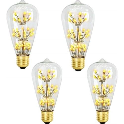 4pcs ST64 Star Bulb LED Edison Vintage Starry Sky Lamps for Home Christmas Decoration Club lights 2pcs