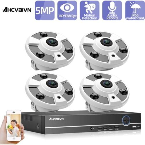 4CH 5MP CCTV Security Camera System Outdoor IP66 Audio Record Home AI Motion Detection Poe Nvr Set 4pcs 5.0MP POE NVR Kit H.265