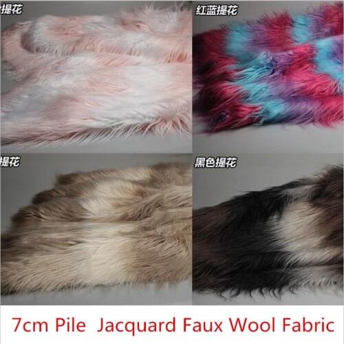 7cm Pile Multicolor Jacquard Imitation Wool Fur Faux Fur Fabric DIY Clothing Hat Bag Material Photo Background Decoration Cloth