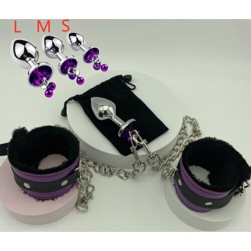 Rear Court Toys of Smooth Touch Metal Anal Butt Plug for Women Bdsm Handcuffs Bondage Chrysanthemum Stimulator Intimacy Goods