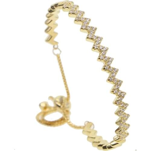 Top Quality Bracelet & Bangle for Women Captivate Bar Slider Brilliant CZ dainty Gold Color Jewelry Pulseira