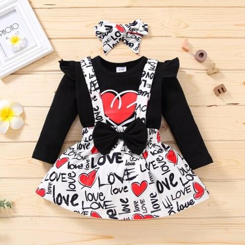 Baby Newborn Girls Clothes Set Fasion love Prince Kids 1-4 Year Birthday Party Children Clothing 3Pcs Cute Girl Baby Clothing