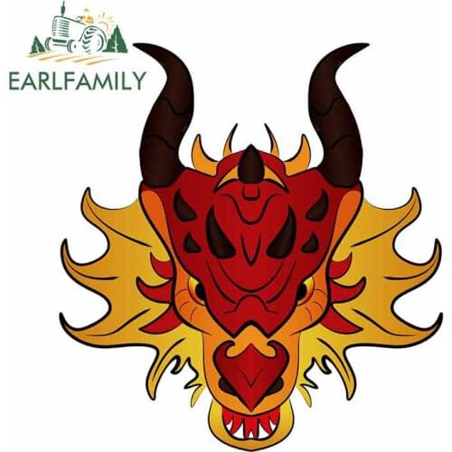 EARLFAMILY 13cm x 11.5cm Cartoon Dragon Head Car Stickers Surfboard Laptop Decals Funny Car Styling Graphics