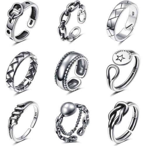 European and American punk jewelry with retro index finger old star chain love ring for men and women birthday gifts wholesale