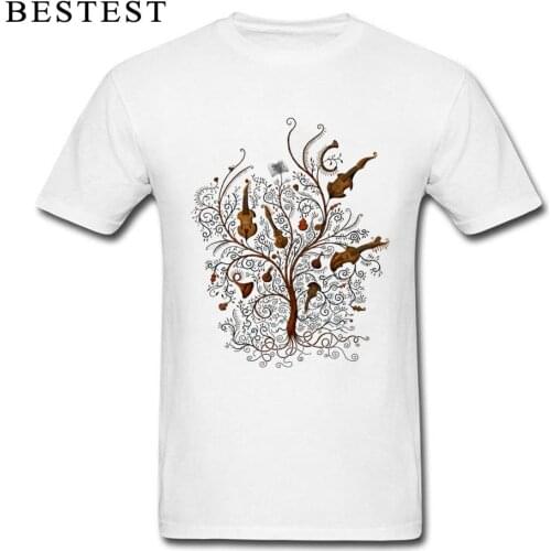 Artist T-shirt Men Musician Tops Custom Violin Fiddle Cello Print T Shirt Adult Father Gift Tees White Retro Tree Print Clothes
